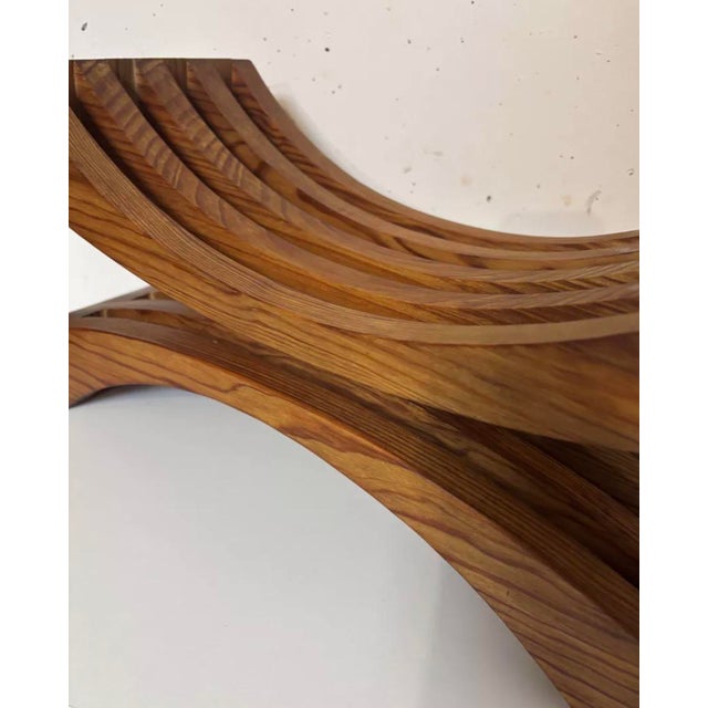 Handcrafted Japanese-style wooden (pine) stool circa 1970. Good condition.