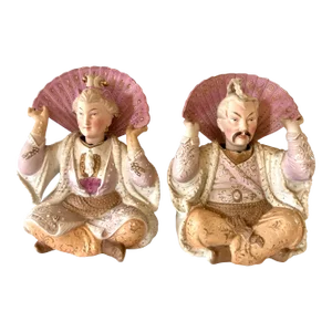 Pair of German Porcelain Chinoiserie Earthquake Predictors