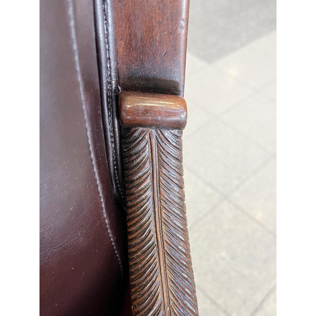 French Empire Armchairs in Brown Vegan Leather & Silk Velvet - A Pair For Sale - Image 12 of 18