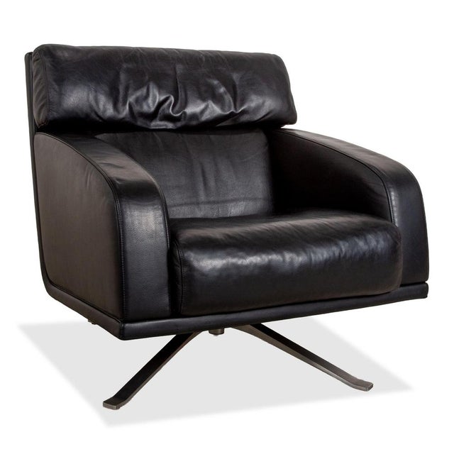 Leather Executive Armchair in Black Metal with Swivel by Rolf Benz For Sale - Image 9 of 9