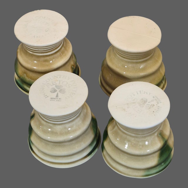 Ceramic Vintage Stoneware Rustic Set of Four Pedestal Cups "Retos Irish Country Pottery" - Set of 4 For Sale - Image 7 of 9