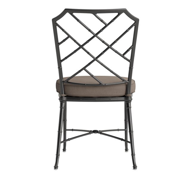 Brown Jordan Brown Jordan Calcutta Side Chair, Textured Pewter frame with Fusion Taupe fabric For Sale - Image 4 of 11
