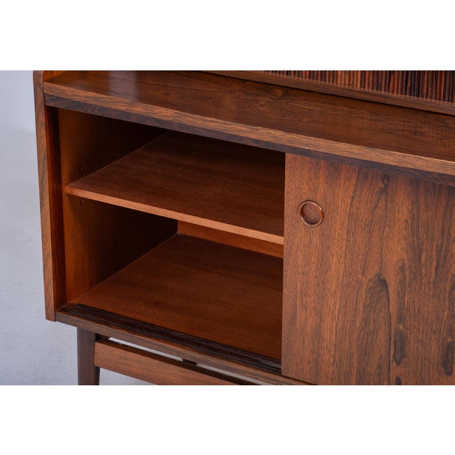 Brown Midcentury Danish Secretaire with Book Shelf in Rosewood by Nexø, 1964 For Sale - Image 8 of 10