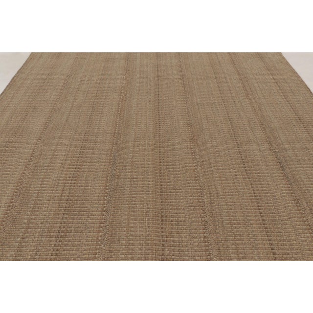 Contemporary Rug & Kilim’s Contemporary Rez Kilim Flatweave Rug With Brown Striped Design For Sale - Image 3 of 10