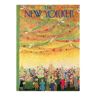 1963 Original New Yorker Magazine Cover by Ilonka Karasz, December 7, Christmas Decorations For Sale