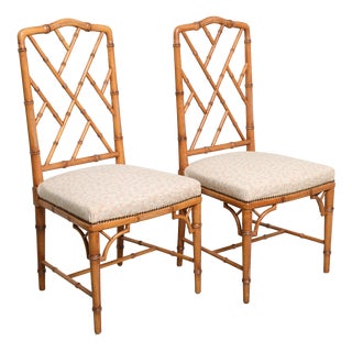 Vintage Faux Bamboo X-Back Dining Chairs, 1970s, Set of 2 For Sale