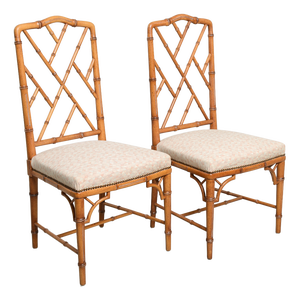 Vintage Faux Bamboo X-Back Dining Chairs, 1970s, Set of 2
