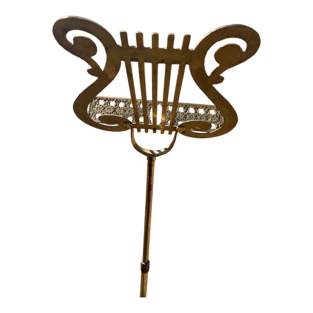 Vintage Brass Lyre Style Brass Music Stand For Sale
