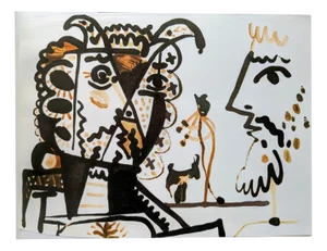 Pablo Picasso, Portraits and Bull, Lithograph, 1966