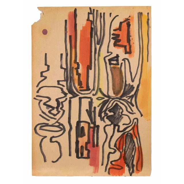 Abstract Composition is a Color Markers Drawing and Watercolour realized by Reynold Arnould (Le Havre 1919 - Paris 1980)....