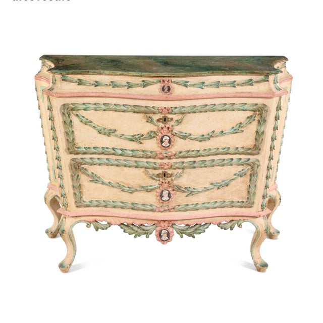 Venetian or Italian Pastel Painted and Carved in Relief Commode For Sale - Image 11 of 13