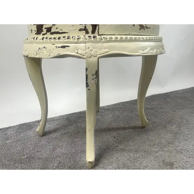 Off-white French Louis XV Provincial Style Distressed Off-White Serving Table W Tray For Sale - Image 8 of 12