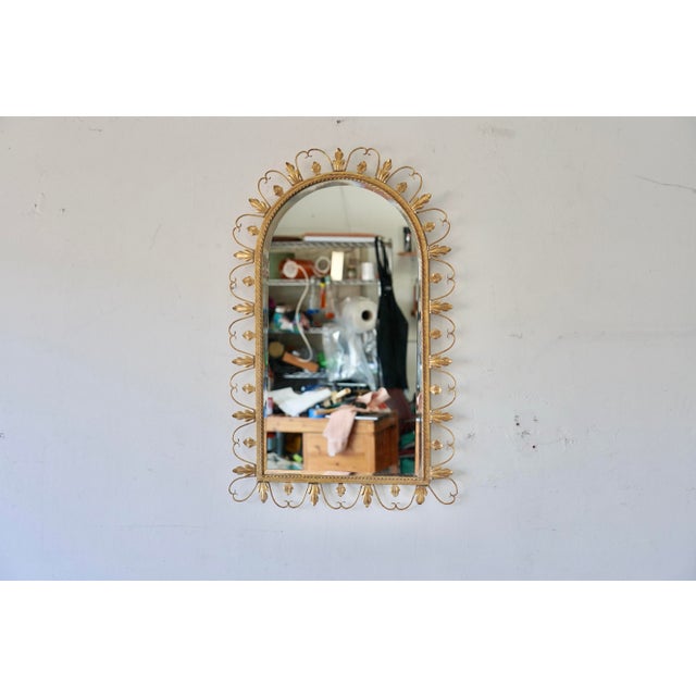 1960s Vintage Hollywood Regency Belgian Gilt Iron Arch Mirror by Deknudt, for LaBarge Mirrors Inc. 1960's For Sale - Image 5 of 11