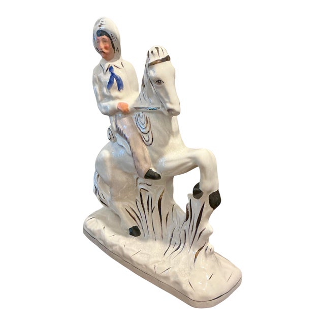Antique Staffordshire Porcelain Figurine of William "Buffalo Bill" Cody – Circa 1900, Original Victorian Example For Sale
