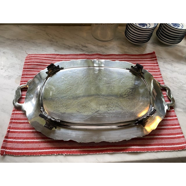Antique Victorian Meriden Silver-Plate Footed Tray For Sale In Palm Springs - Image 6 of 16
