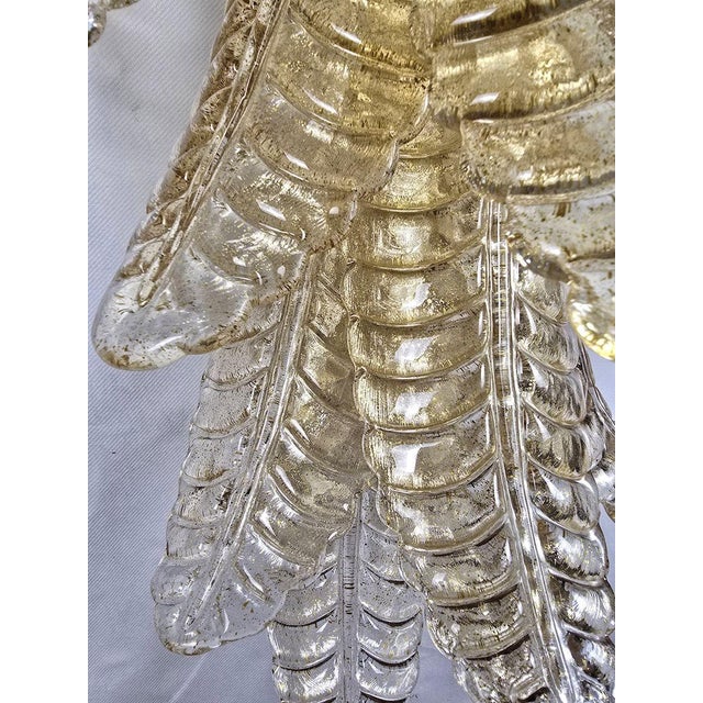 Gold 1980s Pair of Gold Leaves Murano Glass Sconces, Italy For Sale - Image 8 of 10