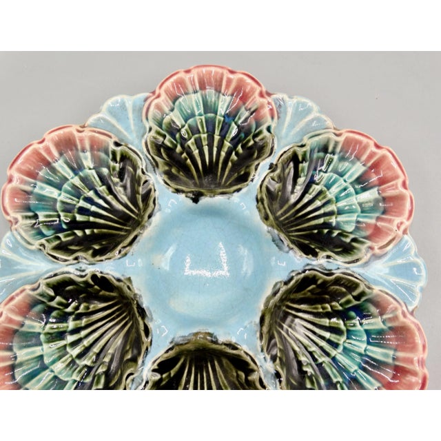 Late 19th Century Antique French Fives Lille Oyster Majolica Plate For Sale - Image 5 of 9