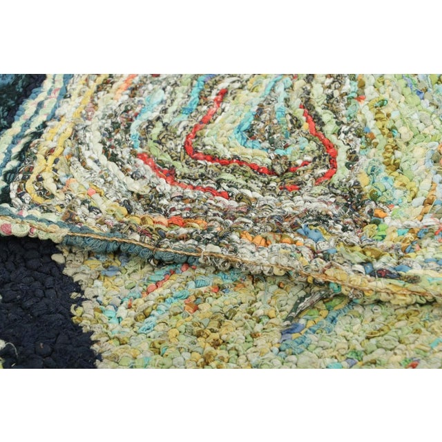 Textile Antique Hooked With Geometric Patterns Over Green and Green Tones | Rug & Kilim For Sale - Image 7 of 7