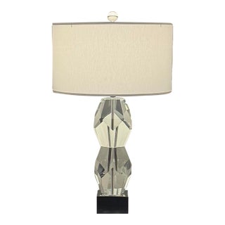 Double Facet Block Crystal Lamp by Global Views For Sale