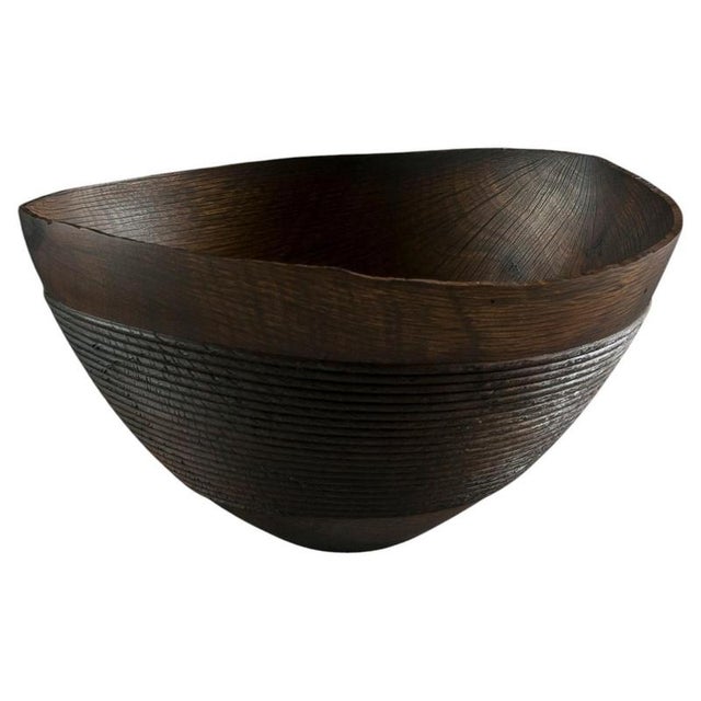 Wood Rope Bowl in Oak and Oxides Wood by Yann Marot For Sale - Image 7 of 7