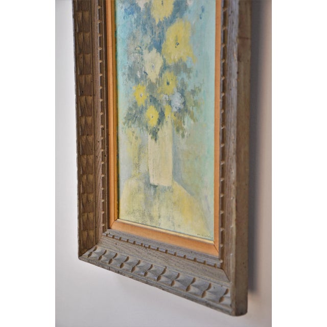 Vintage Framed Mid-Century Flower Painting on Canvas "White Vase" by Emily Whaley For Sale - Image 9 of 11