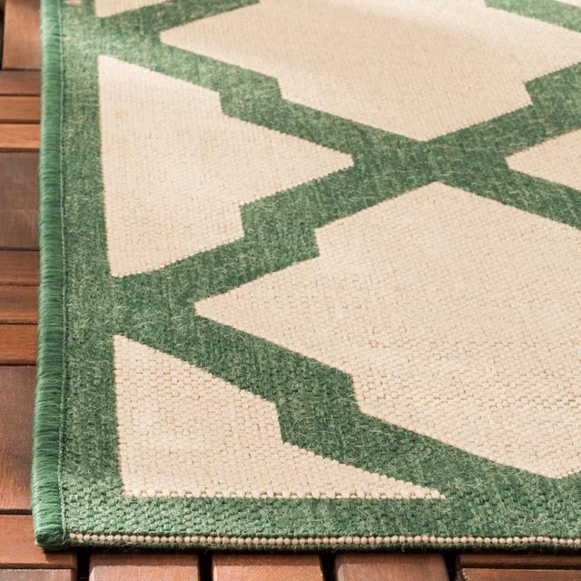 Contemporary Coastal Indoor Outdoor Rug Cream & Green 8'6"x12' For Sale - Image 3 of 5