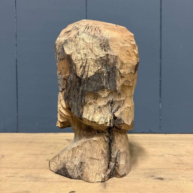 Wood Wooden Carved Head of a Man with a Beard, 1950s For Sale - Image 7 of 12