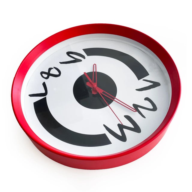 Postmodern 1980s Postmodern Red Wall Clock For Sale - Image 3 of 10