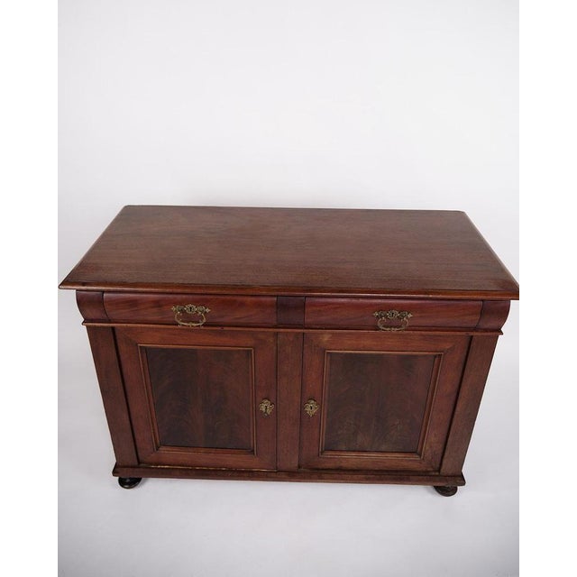 Wood Low Sideboard with Fixed Shelves in Mahogany For Sale - Image 7 of 15