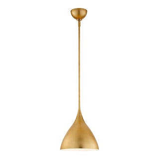 AERIN for Visual Comfort Signature Agnes Small Pendant in Gild with White Interior For Sale