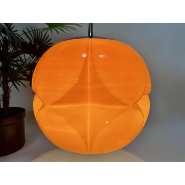 Modern Large Space Age Sculptural Opaline Glass and Chrome Hanging Lamp from Peill & Putzler, Germany, 1960s For Sale - Image 3 of 18