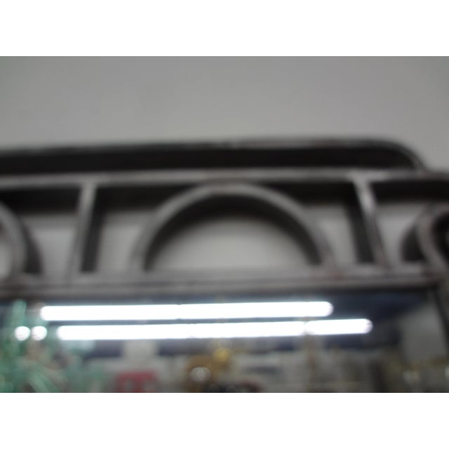 Edgar Brandt 1940s French Art Deco Steel Mirror With Marble Base For Sale - Image 4 of 8