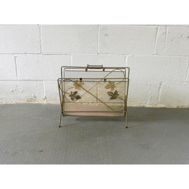 Hollywood Regency 1960s Gold Wire Mid Century Magazine Rack For Sale - Image 3 of 6