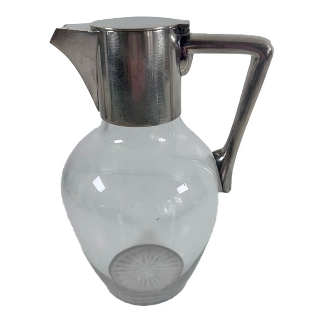 Vintage Glass Wine Decanter With j.g.&s. Silver-Plate Mount For Sale