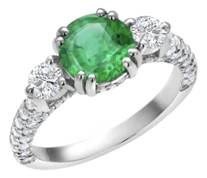 Gia Certified Colombian Emerald Diamond 2.85 Carat 18 Karat Gold Cocktail Ring, Size 6.5