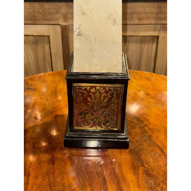 Transitional Large 19th C. French Rock Crystal and Boulle Obelisk For Sale - Image 3 of 6