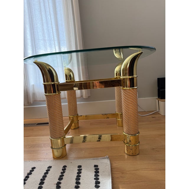 Brass 1970s Italian Faux Tusk and Brass Finish End Tables Tomasso Barbi Style For Sale - Image 8 of 9