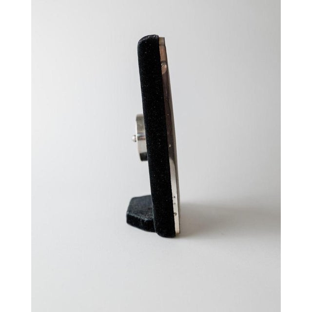 Mid 20th Century Vintage Silver Plated Desk Clock with Rectangular Case with Oval Clock Face by Del Conte Italy, 1960s For Sale - Image 5 of 12