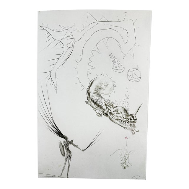 1970s Ali Tristan Et Iseult Tristan & the Dragon Hand Signed Surreal Art For Sale