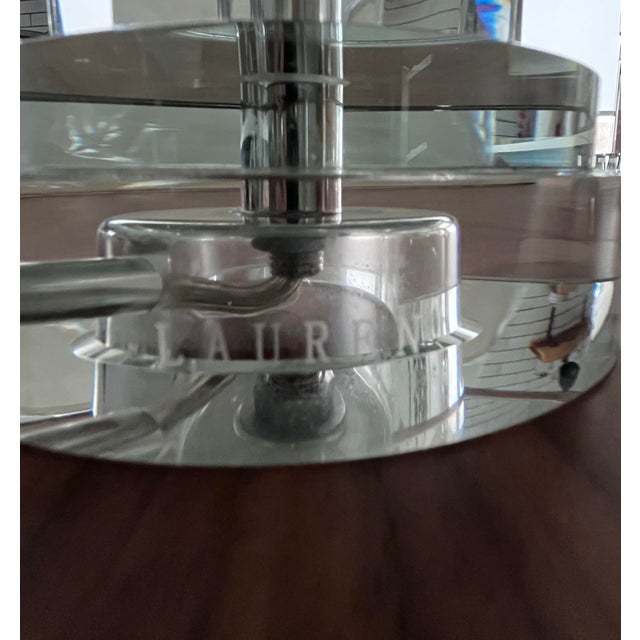 Metal Ralph Lauren Crystal Column Table Lamps and Shades- A Pair For Sale - Image 7 of 8