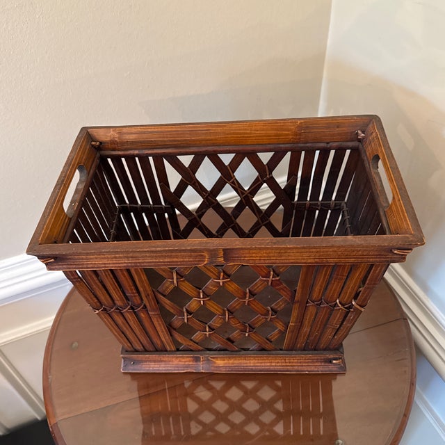 Vintage 1970s Bamboo & Rattan Magazine Rack For Sale In Atlanta - Image 6 of 9