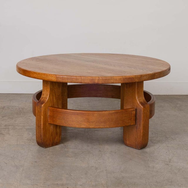 1950s French Solid Oak Coffee Table For Sale In Los Angeles - Image 6 of 15