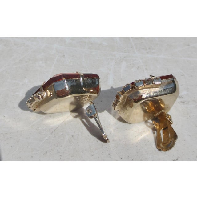 Gold Plated Faux Maderia Topaz Clip-On For Sale - Image 4 of 5