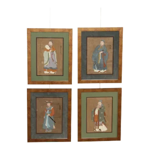 Mid 20th Century Chinese Ancestral Portrait Paintings - Set of 4