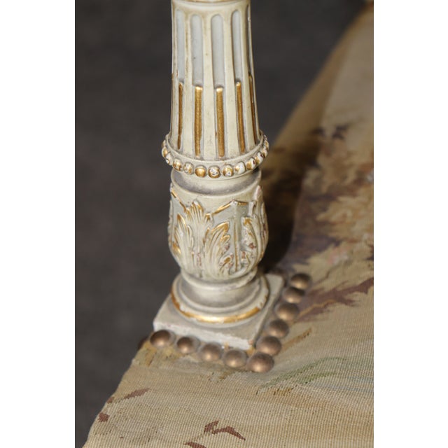Pair 19th C French Louis XVI Parcel Gilt Carved Armchairs With Aubusson Tapestry For Sale In Philadelphia - Image 6 of 17