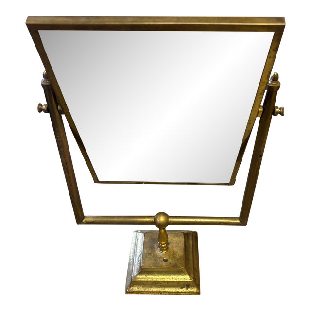 Vintage Double-Sided Brass Vanity/Table Mirror – C. 1940s–1950s For Sale