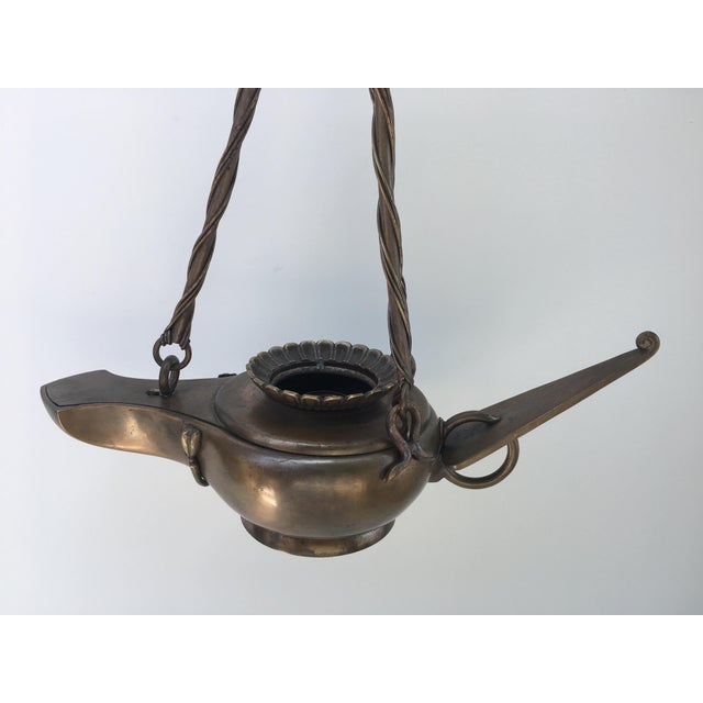 1920's Bronze "Genie" Pendant Light For Sale In Los Angeles - Image 6 of 8