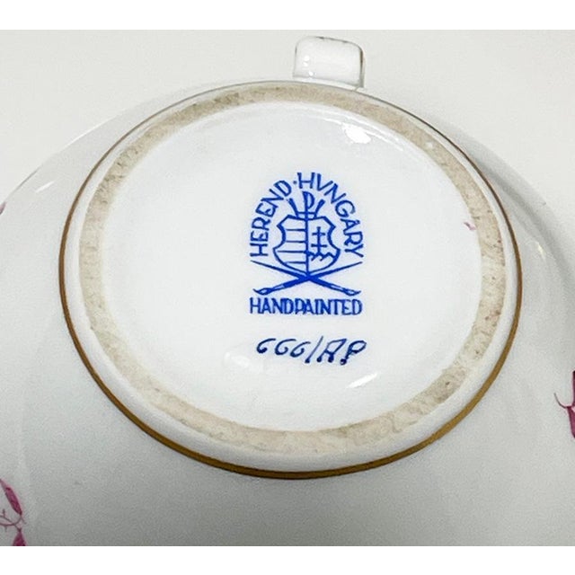 Pink Porcelain Apponyi Tea Set from Herend Hungary, 1960s, Set of 4 For Sale - Image 13 of 14