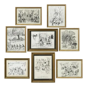 1970s Original Edna Marie Schmidt Equestrian Signed and Framed Prints, Set of Eight