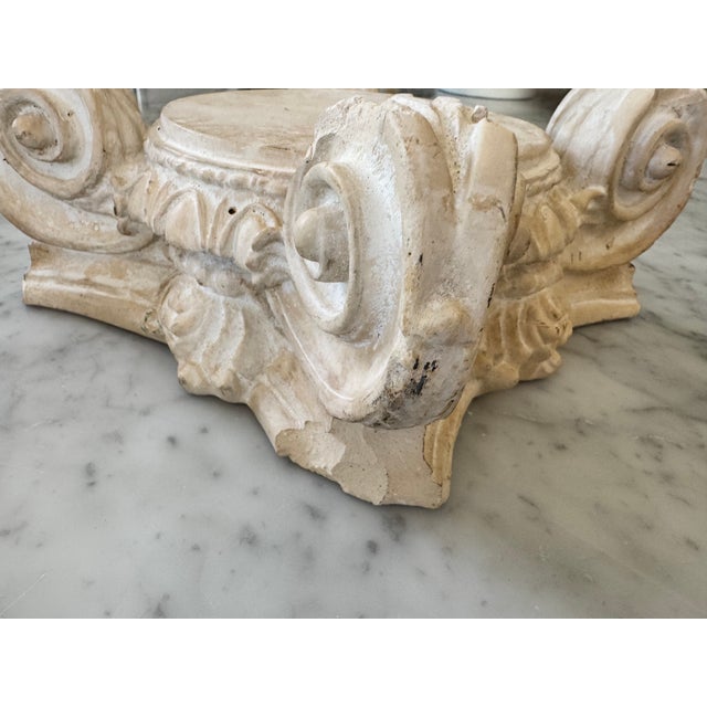 A vintage pair of heavy plaster risers for decor, candles, plants, etc. Several chips and patina, adding to the shabby...